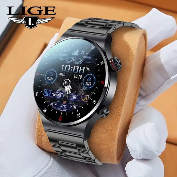 LIGE BW0382 ECG PPG NFC Bluetooth Call Men AMOLED Multifunctional Screen Sport Smartwatch 2024