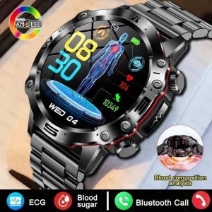 LIGE AI Medical Diagnosis Smart Watch Bluetooth Call Blood Sugar Blood Lipid Uric Acid Monitor HRV ECG Smart Watch 2024.