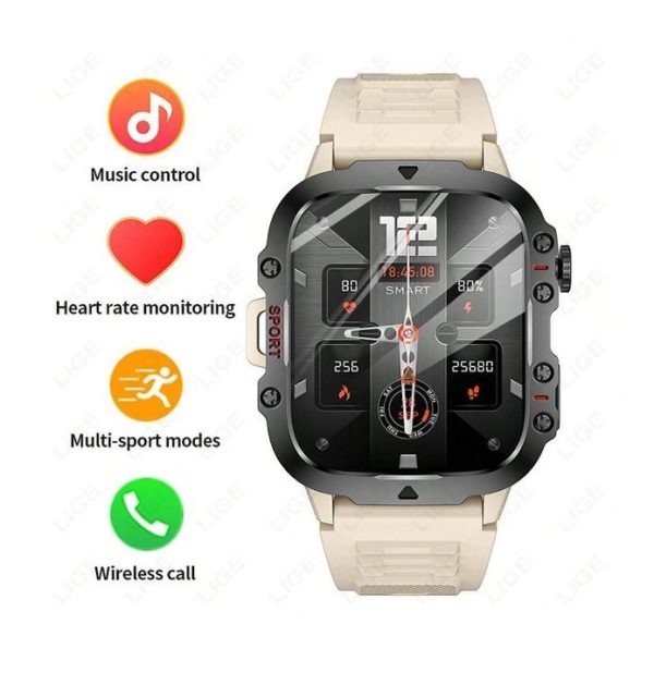 LIGE Bluetooth Calling Rugged Smartwatch Hello White