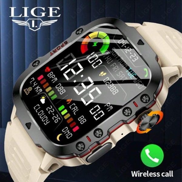 LIGE Bluetooth Calling Rugged Smartwatch Hello White