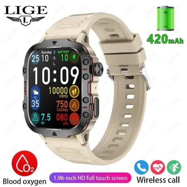 LIGE Bluetooth Calling Rugged Smartwatch Hello White