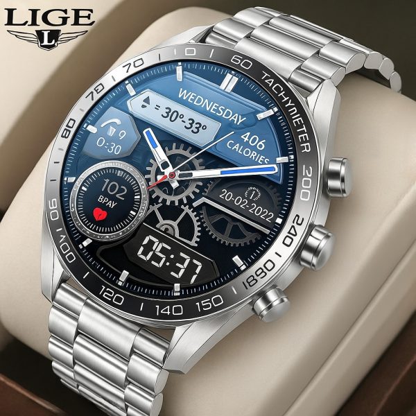 2025 LIGE BW0408 Original AMOLED HD Bluetooth Call Smartwatch Silver