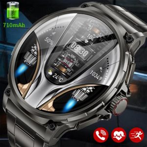 LIGE New 710mAh Large Capacity Battery Smart Watch Men Outdoor Sports Health Tracking Waterproof Smart Bracelet Bluetooth Call Rugged Smart Watch 2025 Gift