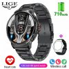LIGE New 710mAh Large Capacity Battery Smart Watch Men Outdoor Sports Health Tracking Waterproof Smart Bracelet Bluetooth Call Rugged Smart Watch 2025 Gift