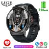 LIGE New 710mAh Large Capacity Battery Smart Watch Men Outdoor Sports Health Tracking Waterproof Smart Bracelet Bluetooth Call Rugged Smart Watch 2025 Gift