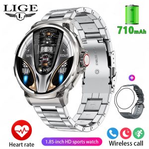 LIGE New 710mAh Large Capacity Battery Smart Watch Men Outdoor Sports Health Tracking Waterproof Smart Bracelet Bluetooth Call Rugged Smart Watch 2025