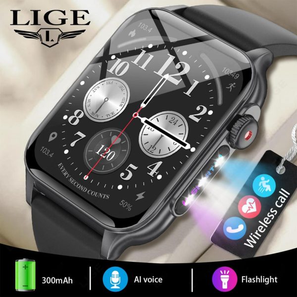 LIGE New Bluetooth call heart rate blood oxygen 8 kinds of light effect weather music multi-function multi-sport smart watch