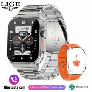 LIGE New 600mAh Long Battery with 100% waterproof Voice Racording Bluetooth Call Multifuntional Smart watch.