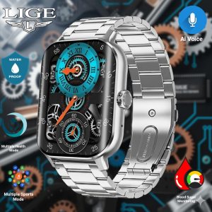 New 2.02-inch curved screen Sports Men's Smart Watch Bluetooth call blood glucose monitoring (Silver)