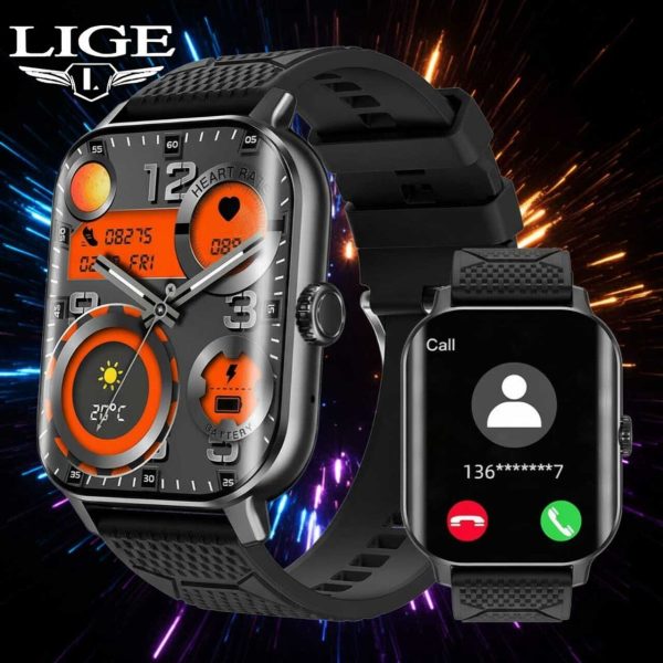 New 2.02-inch curved screen Sports Mens Smart Watch Bluetooth call blood glucose monitoring