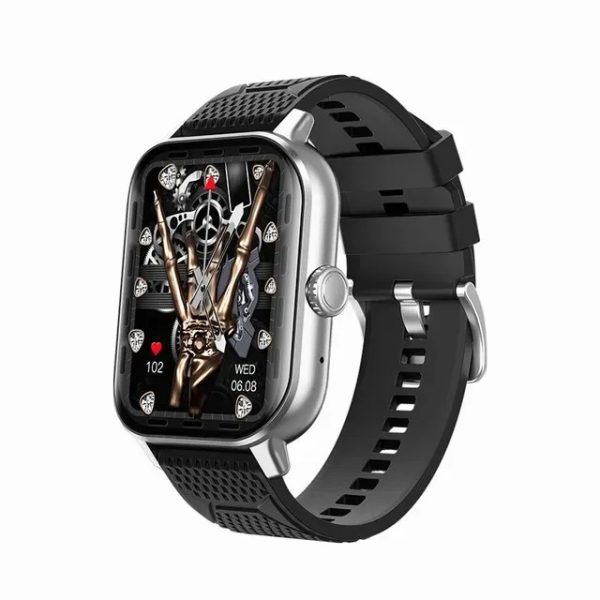 New 2.02-inch curved screen Sports Men's Smart Watch Bluetooth call blood glucose monitoring (Silver)