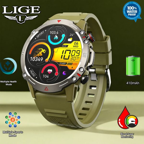 LIGE Super AMOLED Waterproof Smart watch for Men