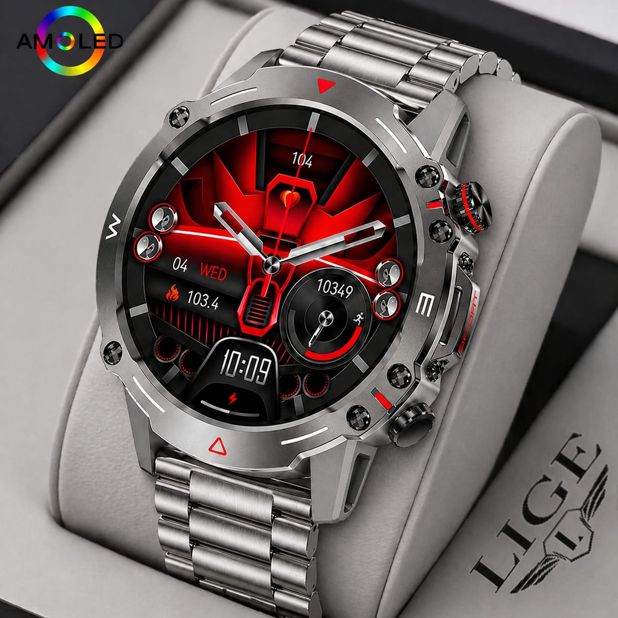 Vetro Temperato 9H Per LIGE Smartwatch 45,5 Mm – Antigraffio Per EF10, FV13, FV15, EF13