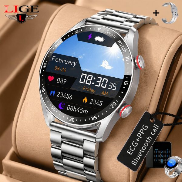 Luxury Design Bluetooth Calling Smartwatch | ECG+PPG Health Monitor, Heart Rate, Blood Pressure, Full Touch Display