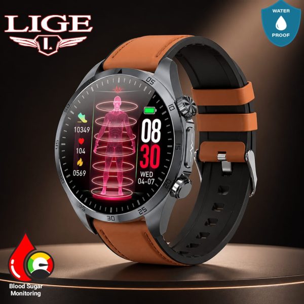 LIGE Original Blood Sugar Monitoring Smartwatch 100% Waterproof Sports Watch.