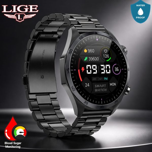 LIGE Original Blood Sugar Monitoring Smartwatch 100% Waterproof Sports Watch.